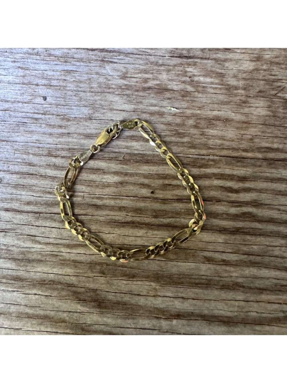 925 Italy Gold Vermeil Sterling Silver Figaro Link Bracelet LIRM 7” 3.5g
